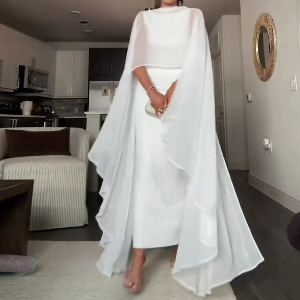 Forever 21 Summer White Cape Maxi Dress Simple Elegant Chic
